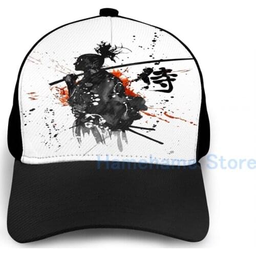 Fashion Samurai Ink Splatter Basketball Cap men women Graphic print black Unisex adult hat