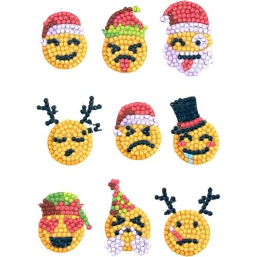 9pcs Cute Pattern Diamond Painting Stickers Diamond Mosaic Embroidery Cross Stitch DIY Cup Phone Decor Kids Friend Gift