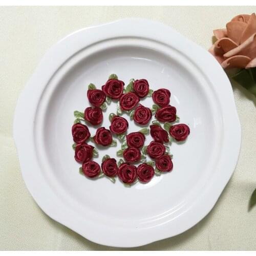 10pcs Red Rose Patch 3D Flower Applique Sewing Dress Doll Accessories Trim Patches Stickers Clothes Parche parches ropa K01-1