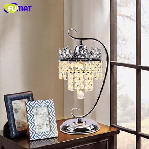 FUMAT K9 Crystal Table Lamp Foyer Sitting Room Living Room Bedside Crystal Table Lamp LED Dimming Lights Lustre Decor Table Lamp
