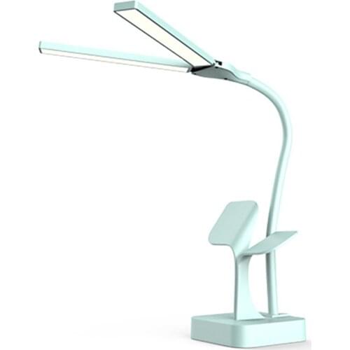 USB Rechargeable LED Desk Lamp Double Head touch table Dimming Adjustment Table Lamp Reading Study Bedside