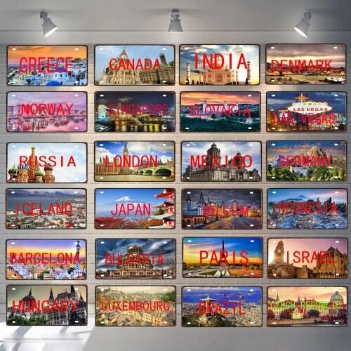 30X15CM National City Las Vegas Tin Metal Sign Travel Souveni License Plate For Wall Retro Home Restaurant Decoration DC-0085B
