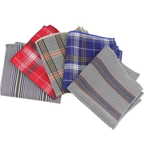 Mens Hanky Red Blue Plaid Classic British Style Pocket Square 23cm Handkerchief Accessories Daily Wear Wedding Party Gift