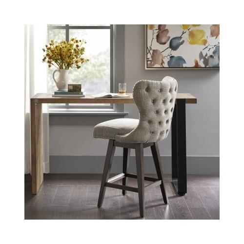 Factory sells the American style pull button creative design hotel bar and cafe solid wooden frame cloth art bar chair