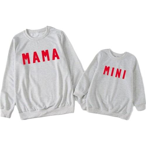 Family Christmas Hoodies Mommy And Me Clothes Letter Print Long Sleeve O-neck Pullover Tops Family Look Sweatshirt Party Clothes
