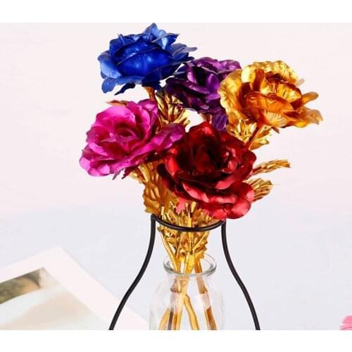 24k Foil Plated Rose Gold Rose Lasts Forever Love Wedding Decor Souvenir Valentines Day Creative Gift