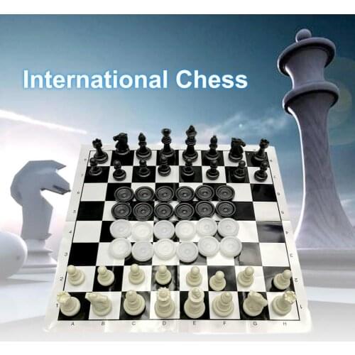 1set Mini 25cm Chess Set 2 in 1 Anti-corrosion PS with Chessboard Draughts Chess Pieces Kid Toy Portable 2021 Drop Shipping