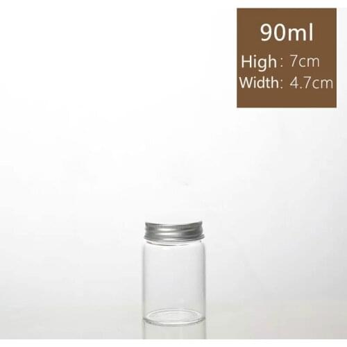 8PCS 47*70mm 90ml Glass Bottles With Silver/Gold Cap Storage Bottles Jars Container Empty Sample Storage Jars Kitchen Bottles