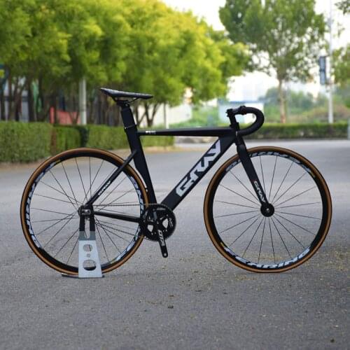 Gray Fixie Bike Fixed Gear BIKE 48CM 52CM 55cm Single Speed Bike Aluminium Frame Carbon Fork 700C Flat Spoke Racing Wheel Vbrake
