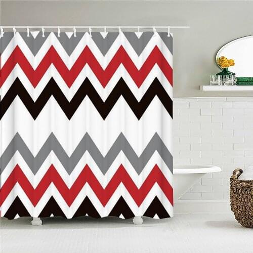 High Quality Geometric Pattern Printed Fabric Shower Curtains Bathtub Waterproof Products Bathroom Decor with 12 Hooks