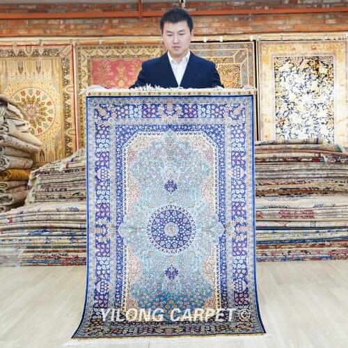 Yilong 3'x5' Hand Knotted Persian Carpet Turkish Oriental Medallion Silk Rug (ZQG389)