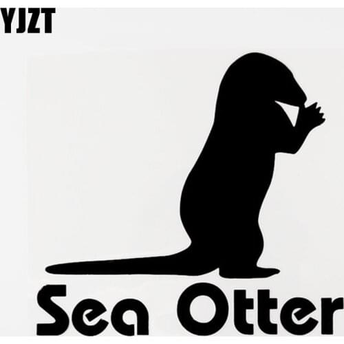 YJZT 15.6CM×14.3CM Interesting Animal Sea Otter Vinyl Car Sticker Decor Decal Black/Silver 8C-0382