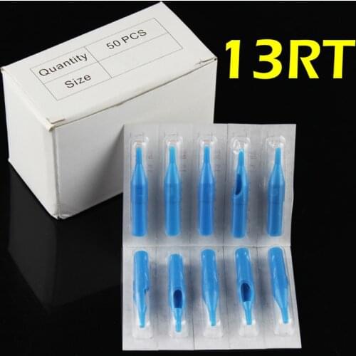 OPHIR 50pcs 13RT Blue Round Tip Disposable Tattoo Nozzle Tips Tattoo Supply_TA031(13R)-50x