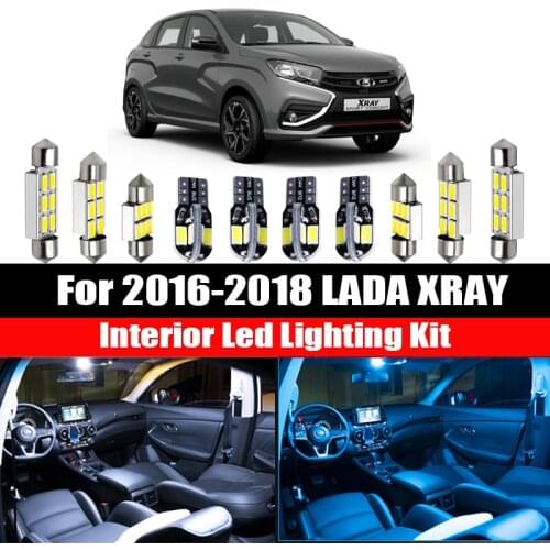 9X White Canbus led Car interior lights Package Kit for For 2016 2017 2018 LADA XRAY led interior Dome Trunk lights