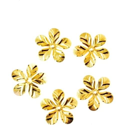 Free shipping 60Pcs Gold Plated Filigree Flower Wraps Connectors Metal Crafts Gift Decoration DIY 28x29mm