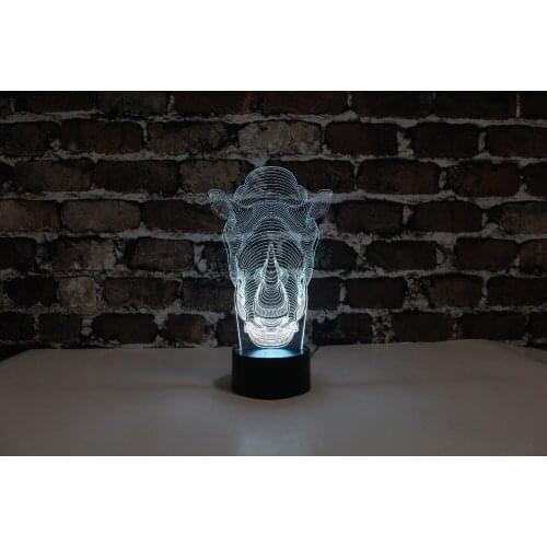 Free Shipping, YJM-2836, 3D LED Colorful Rhinoceros, Table or Bed Lamp with Touch Control