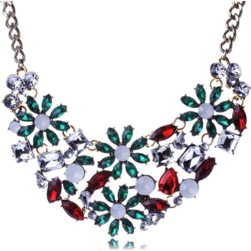 Bohemian Femme Retro Statement Choker Necklace Gold Color Crystal Flower Necklaces & Pendants Maxi Necklace Women Collares