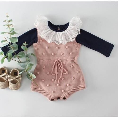Spring Baby Knitted Clothes Autumn Newborn Knit Rompers Toddler Girl Pompom Romper Baby Girl Jumpsuit Overall Infant Clothes