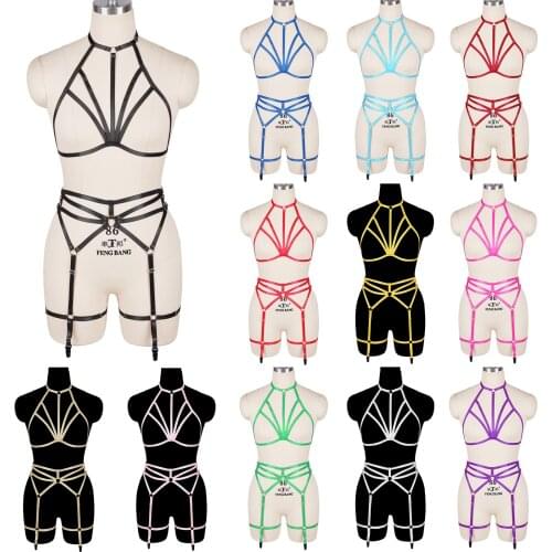 Fetish Festival Rave Wear Punk Stocking Garter Harness Fashion Erotic Lingerie Womens Body Stocking Belt Sexy Womens Underwear