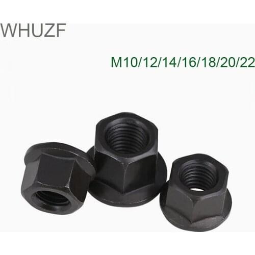 Carbon steel Flange Nuts with Pad Nut Platen Hexagon Nuts Black Thickened Nut M10 M12 M14 M16 M18 M20 M22 M24 M27 M30 nut