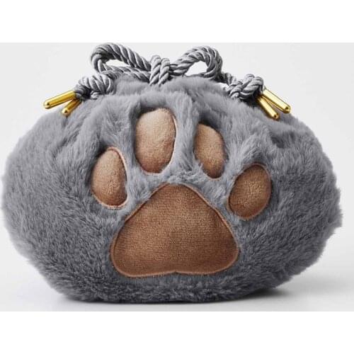 Cute Animal Dog/Cat Paw Women Coin Cotton Pouch Girl Travel Storage Drawstring Bags Lady Kids Purses Bundle Pocket Festival Gift