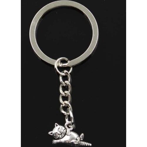Fashion Keychain 20x12mm Lazy Cat Pendants DIY Men Jewelry Car Key Chain Ring Holder Souvenir For Gift