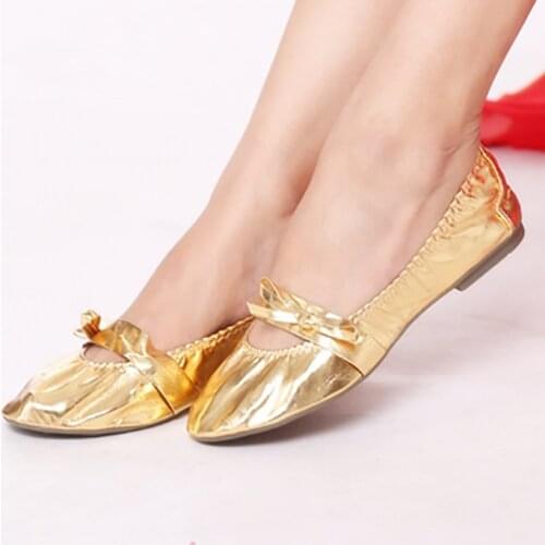 USHINE Top Gold Soft Indian Women Belly Dance Shoes Leather Ballet Belly Dancing Ballet Shoes Girls Woman
