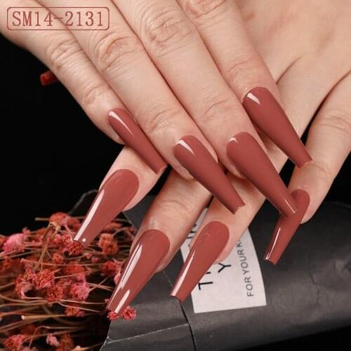 5 Sets Super Long Coffin Nail Tips Full Cover Ballerina False Nails Solid Color Decoration Fingernail Tips Acrylic Nails Set