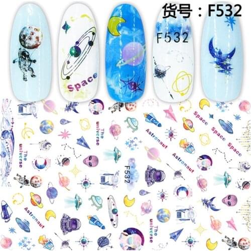 10PCS new animal bird, squirrel, flower, grass, spaceship, nail stickers, transfer adhesive, decorative accessories, stickers