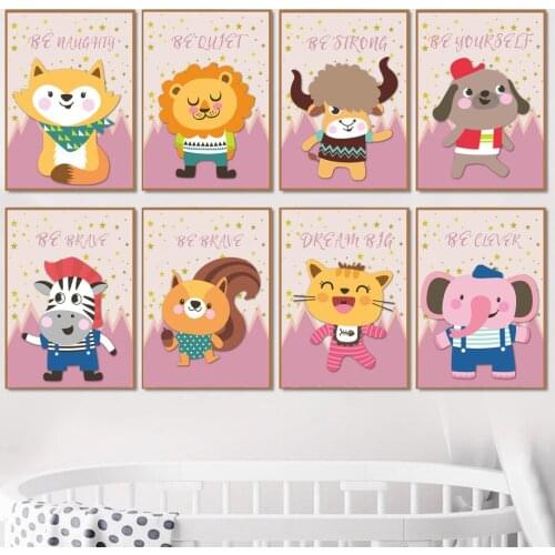 Dog Cat Elephant Squirrel Zebra Koala Lion Fox Wall Art Canvas Painting Nordic Posters And Prints Wall Pictures Kids Room Decor