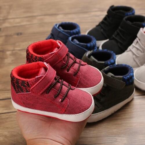 Newborn Baby Boy Shoes First Walkers Spring Autumn Baby Boy Soft Sole Shoes Infant PU Crib Shoes 0-18 Months