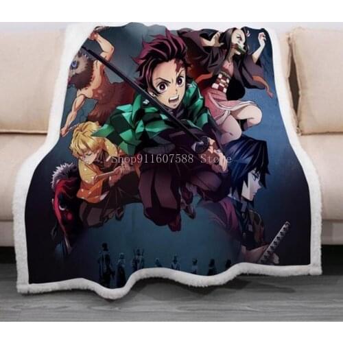 Demon/Devils Blade Anime Blanket Home Decorative Cartoon Demon Slayer Spring/Autumn Fleece Blankets for Children Kids Bedding