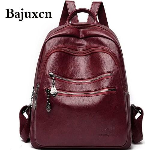 NEW Fashion backpack high quality leather ladies school bag large capacity shoulder bag multifunctional zipper travel backpack