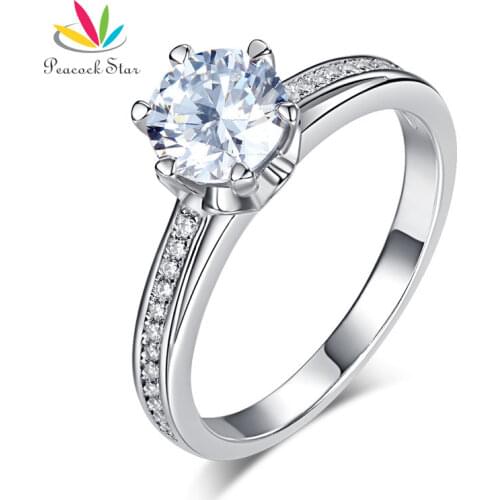 Peacock Star 6 Claws Prong 925 Sterling Silver Wedding Promise Engagement Ring 1.25 Ct Jewelry CFR8257