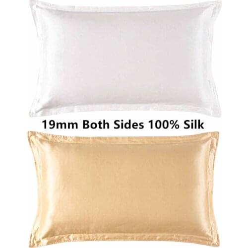 Silk Oxford Pillowcase 1pc 100% 19mm Both 2 Sides Silk Pillow Case Cover Envelope Back Printed Colors Solid Multicolor ls1705-02