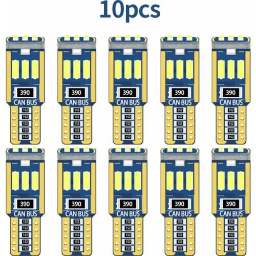 10pc T10 Led Canbus W5W Led Bulb Car Interior Light 9led 4014smd 194 168 No Error Reading Dome Light Instrument Plate Lamp 6000K
