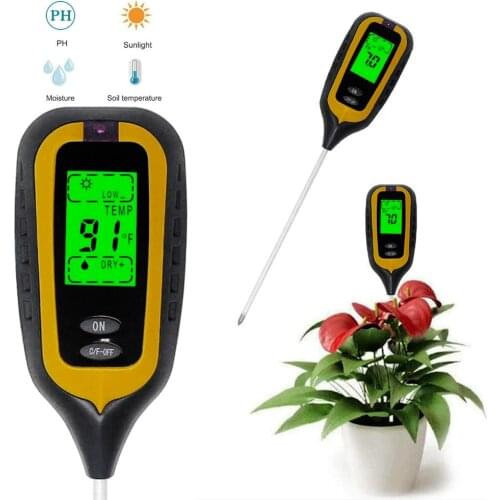 4 in 1 Soil Tester Thermometer Hygrometer Sunlight Monitor For Soil Moisture Testing Tool Of Gardens Farms And Potted Plants