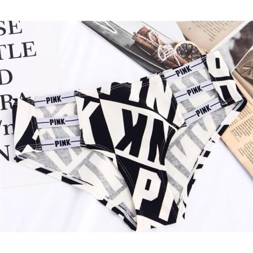 PINK Letter Sexy Womens Panties Underwear Hollow Out Briefs Female Cotton Pants Low Waist Lady Lingerie Comfort Woman Intimates