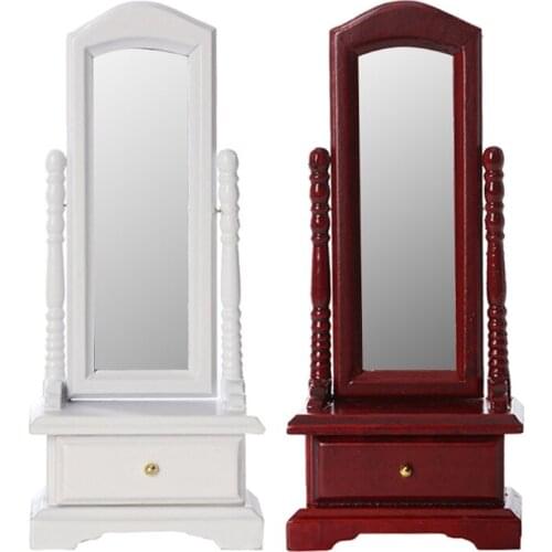 Vanity Makeup Dressing Mirror Miniature Dollhouse Set Pretend Play Miniature Bedroom Decoration Accessories Play Model