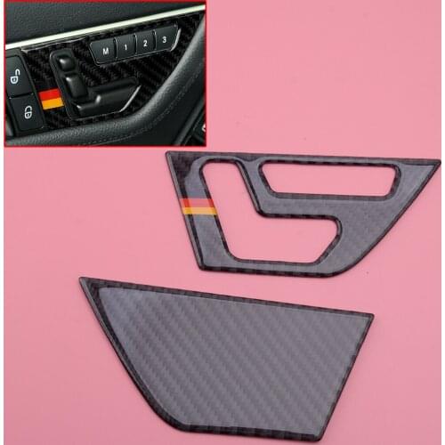 CITALL Carbon Fiber Black 2Pcs Inner Door Panel Trim Cover Fit for Mercedes Benz C Class W204 2007-2009 2010 2011 2012 2013
