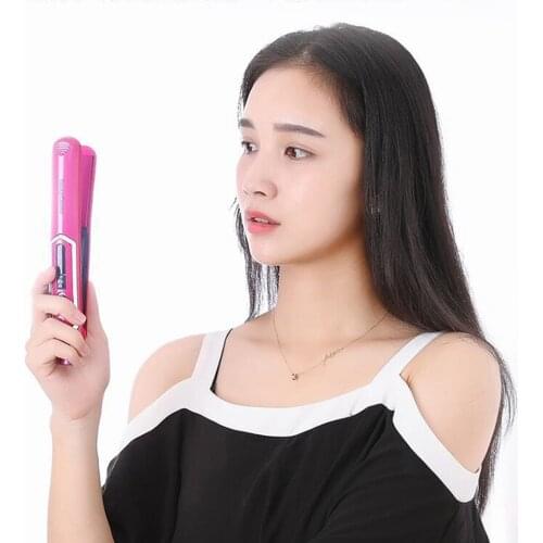 Auto Rotating Ceramic Hair Curler wireless USB charging hair straightener mini electric curl straight dual use with charger