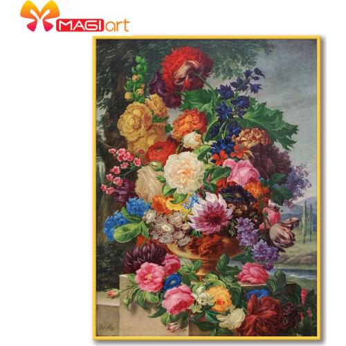 Cross stitch kits Embroidery needlework sets 11CT water soluble canvas patterns 14CT Flowers everywhere -NCMF326