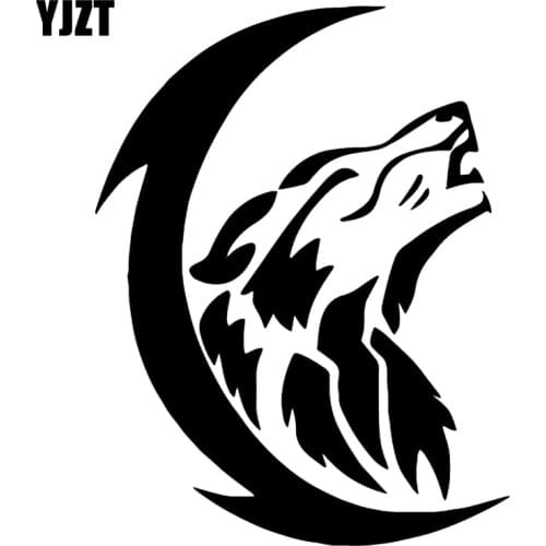YJZT 12CM*15.7CM New Moon Roaring Wolf Car Sticker Vinyl Decal Car Bumper Black/Silver C4-1025