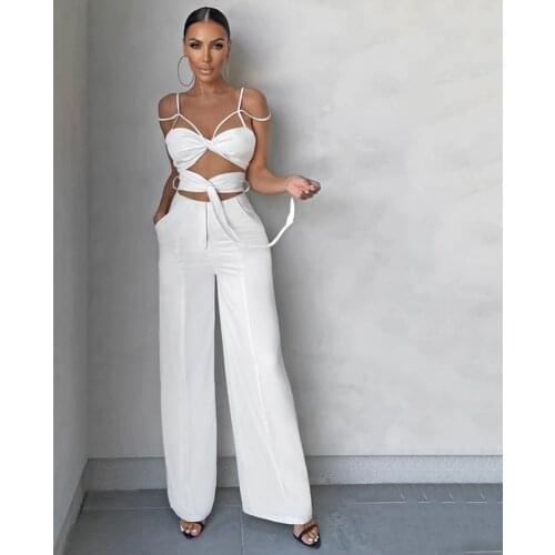 2021 new ladies black and white gas field casual high street hollow wide leg jumpsuit elegant waist overalls fashion party dress