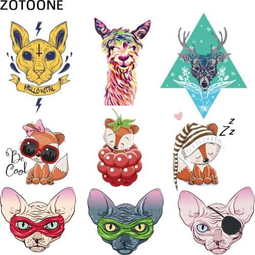 ZOTOONE Cute Cartoon Animal Patches Heat Transfer Iron on Patch for T-Shirt Children Gift DIY Clothes Stickers Heat Transfer I