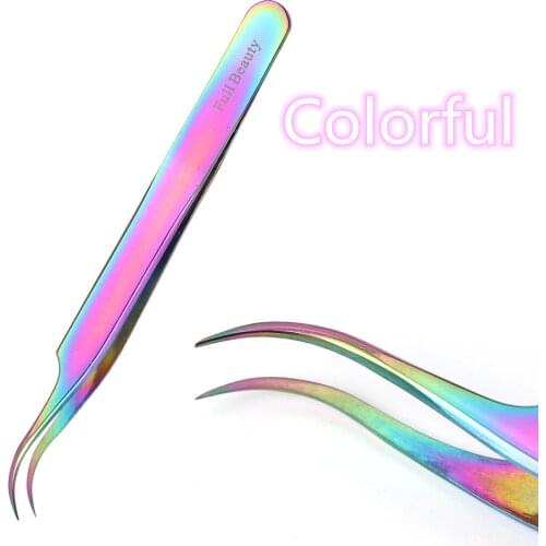1 PCs Colorful Curved Straight Tweezers Rainbow Eyelash Extension Nails Picker Dead Skin Remover Manicure Makeup Nail Tools