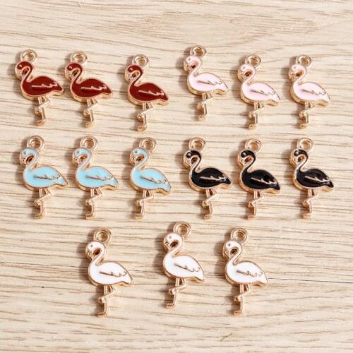 10pcs 8*17mm 5 Colors Alloy Enamel Crane Charms for Jewelry Making Cute Earrings Pendants Necklaces DIY Crafts Accessories