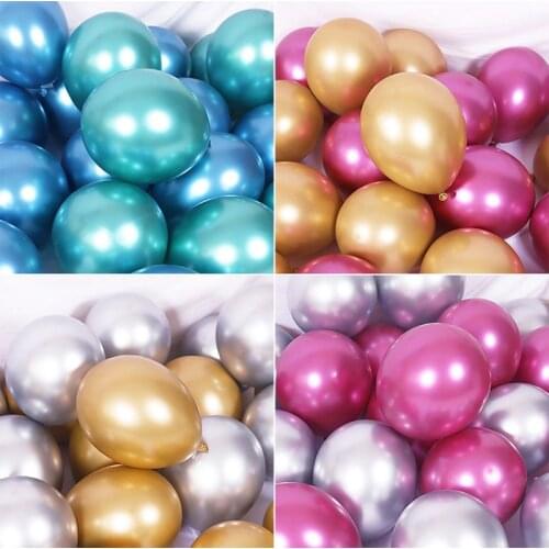 10pcs 12 inch Chrome Metallic Round Latex Balloons Gold Silver Pink Wedding Market hotel Birthday Party decor Helium balloon