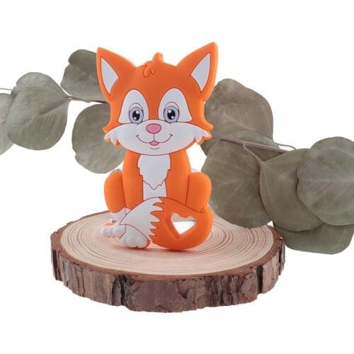 20pcs Silicone Baby Teethers Fox Silicone Teether Pendant Teething Pacifier Chain Animals BPA Free Food Grade Baby Accessories