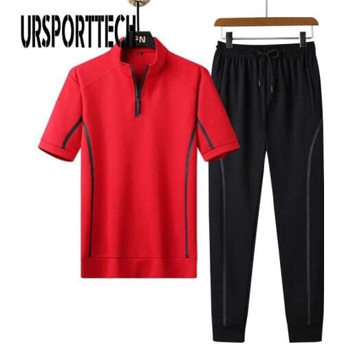 2021 Tracksuit Men sets Summer New Casual Mens Set 2 Pieces Man Suit Sportswear Outfits Short Sleeve T-shirt Pants Joggers Sets